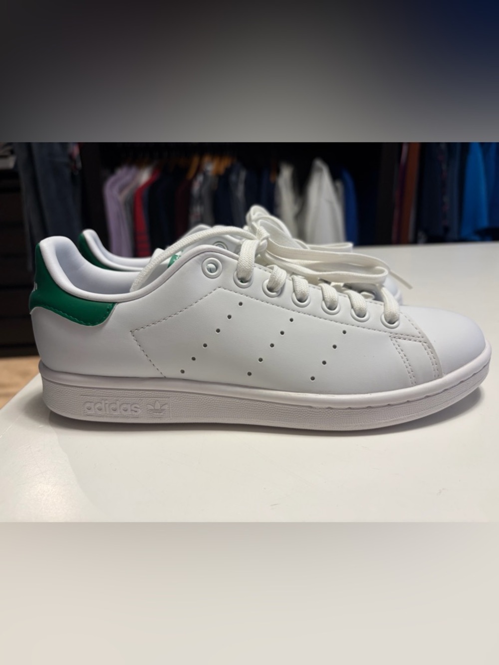 Adidas Womens Stan Smith White and Green Classic Sneakers